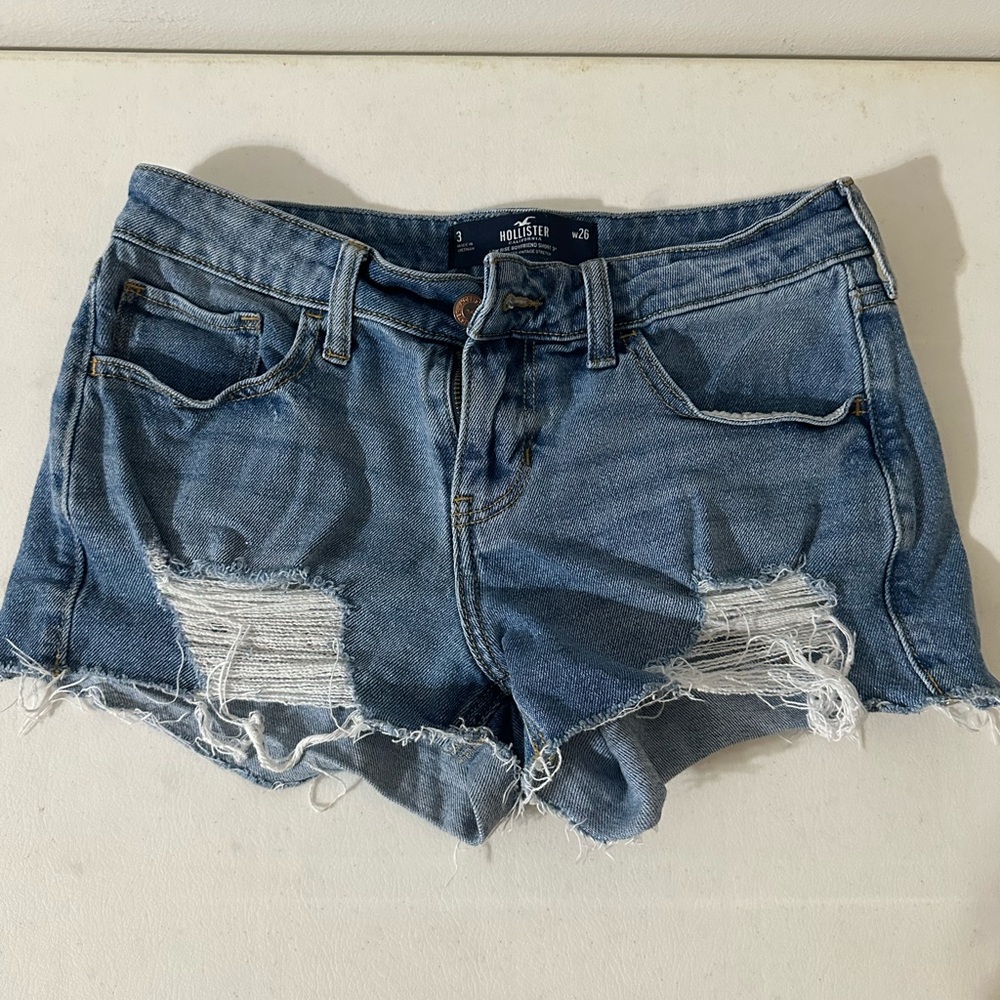 Hollister Blue Jean Shorts Distressed Cutoff Style